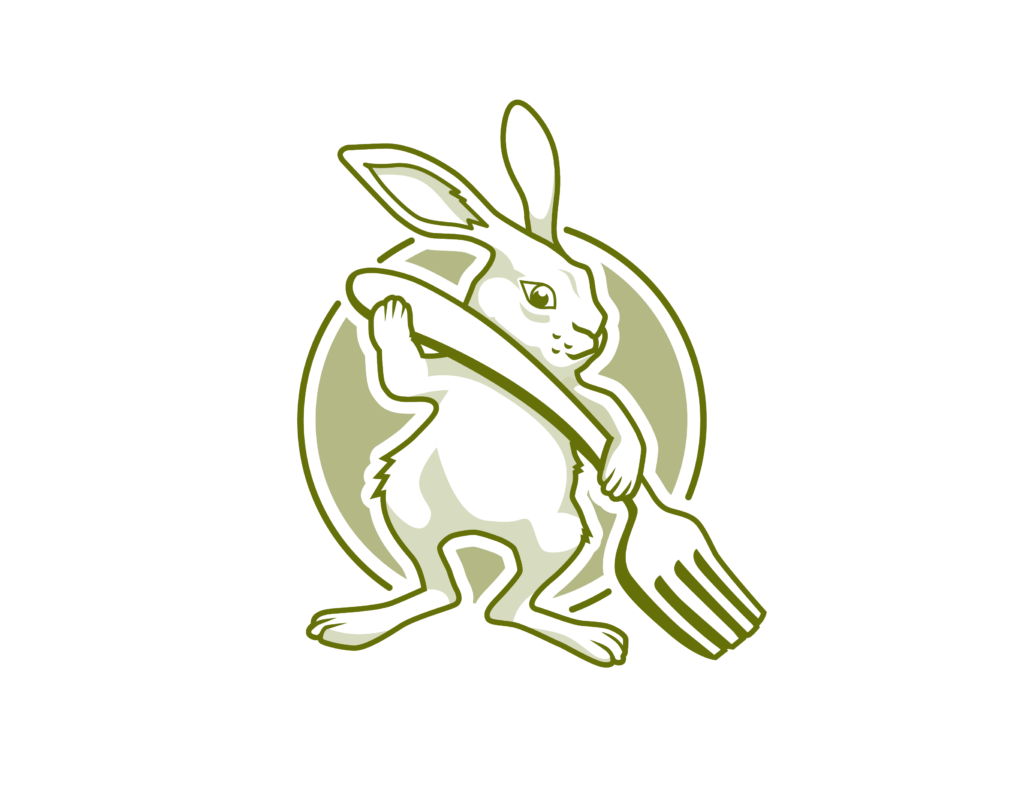 hare, bunny, fork, illustration, logo, fare