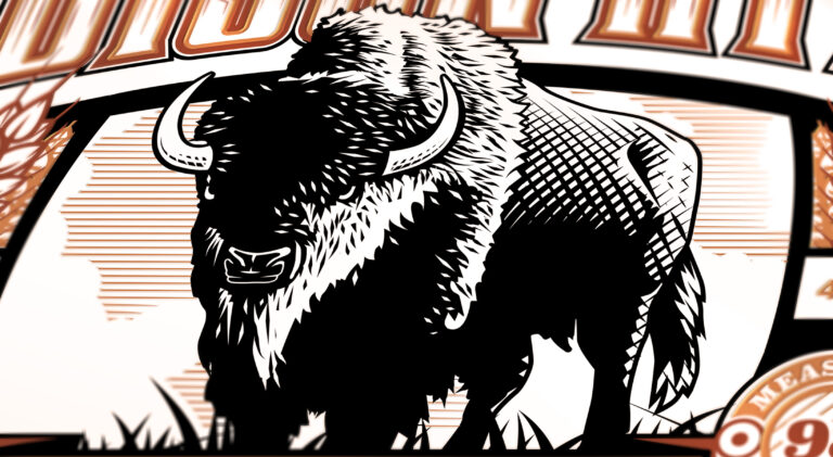 Bison Rye Label Detail Illustration